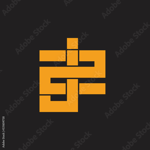 letter 2j linked liner simple geometric logo vector