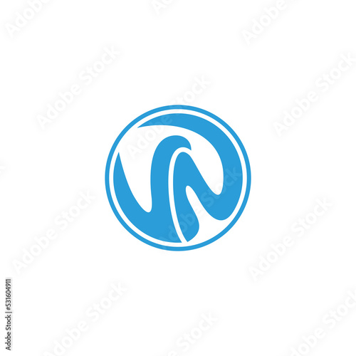 letter vn circle motion water logo vector photo
