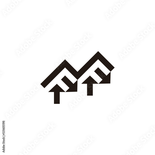 letter mf arrows simple geometric line logo vector