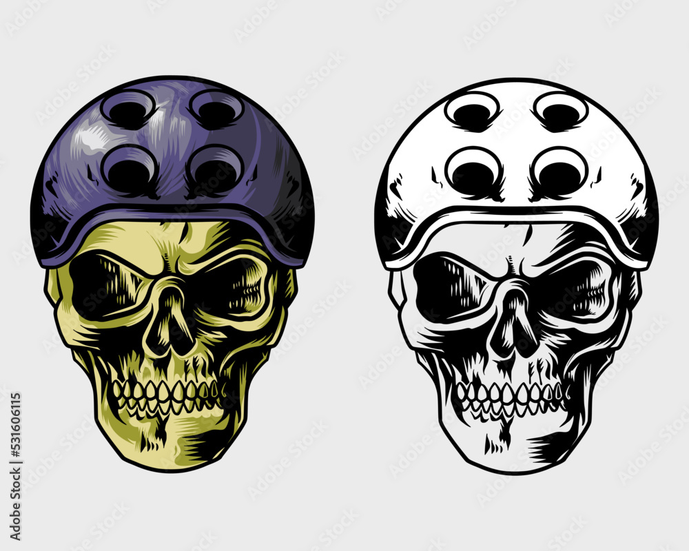 skull with helmet which is unique and cool skull with helmet which is unique and cool