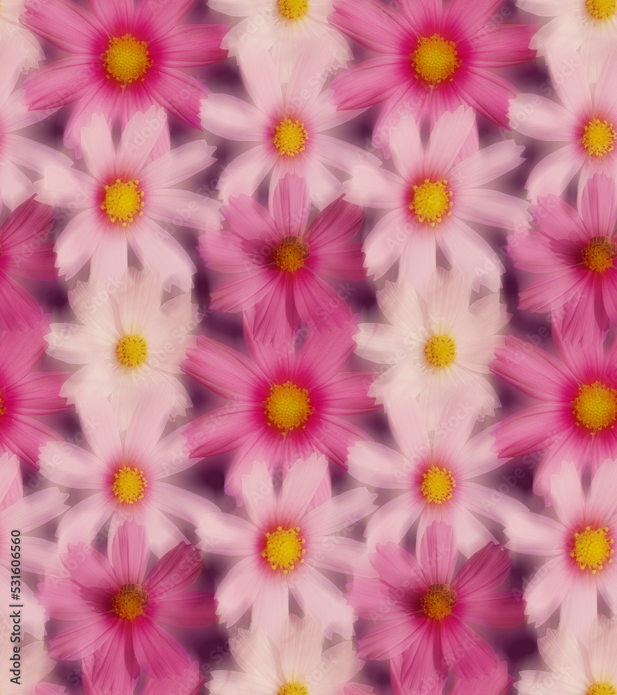 Blurred Real Calendula Daisy Flowers Seamless Pattern Psychedelic Design Perfect for Allover Fabric Print Trendy Fashion Colors Natural Look Blurred Real Calendula Daisy Flowers Seamless Pattern Psychedelic Design Perfect for Allover Fabric Print Trendy Fashion Colors Natural Look