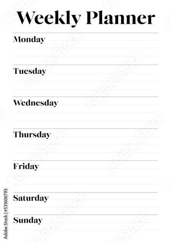 Weekly Planner Ready for A4 Print Blank