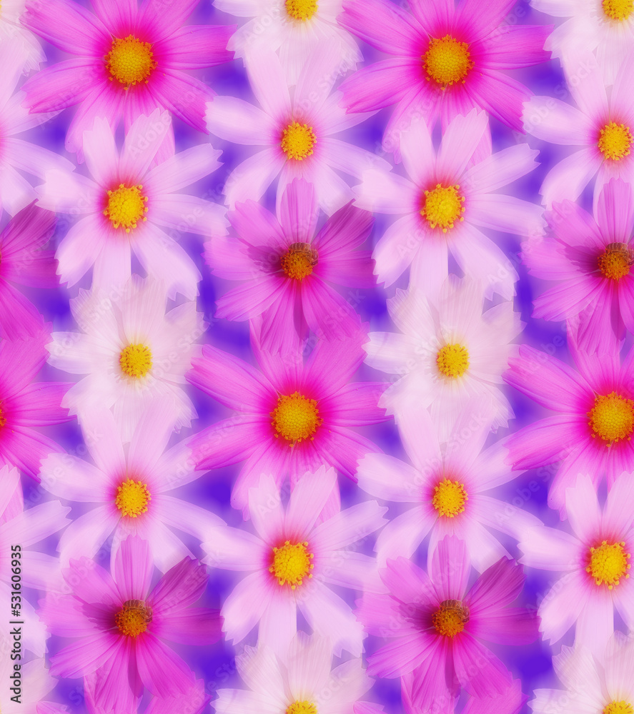 Blurred Real Calendula Daisy Flowers Seamless Pattern Psychedelic Design Perfect for Allover Fabric Print Trendy Fashion Colors Natural Look Blurred Real Calendula Daisy Flowers Seamless Pattern Psychedelic Design Perfect for Allover Fabric Print Trendy Fashion Colors Natural Look