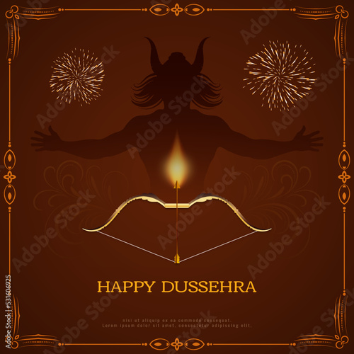 Happy Dussehra festival Ravana killing background design