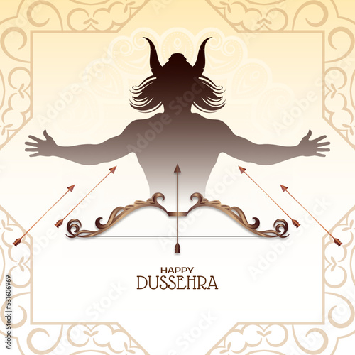 Happy Dussehra mythological festival greeting background design