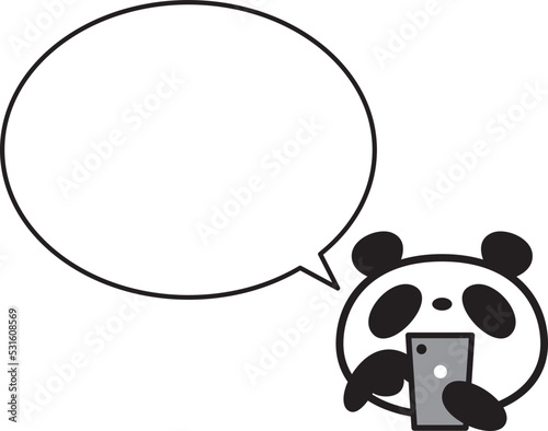 シンプルパンダ顔　スマホ操作　ふきだし