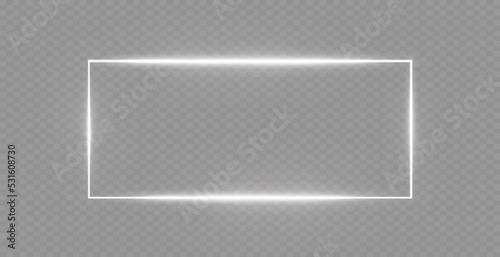 Rectangular frame with light effects. White frame. Vector illustration, eps