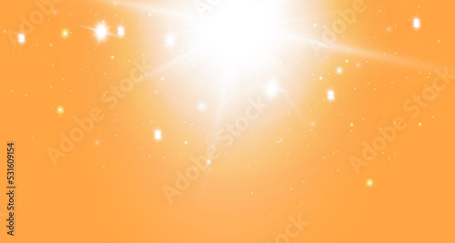 Solar rays.Warm sun on a yellow background. Leto.bliki. 