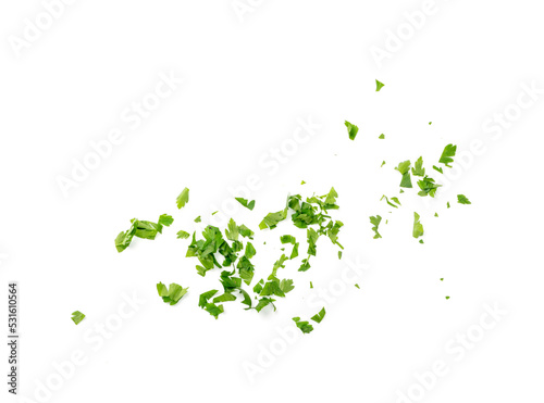 Fototapeta Naklejka Na Ścianę i Meble -  Chopped Parsley Leaves Isolated