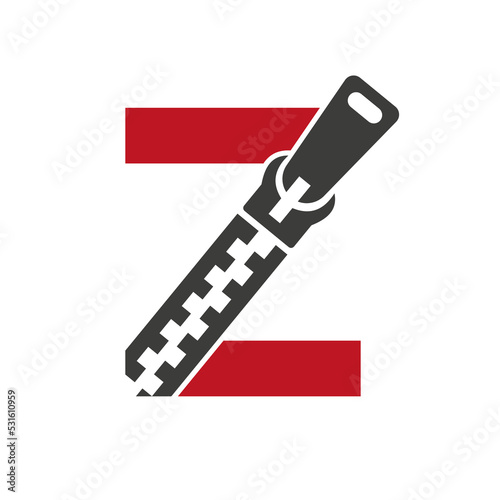 Initial Letter Z Zipper Logo For Fashion Cloth, Embroidery and Textile Symbol Identity Vector Template
