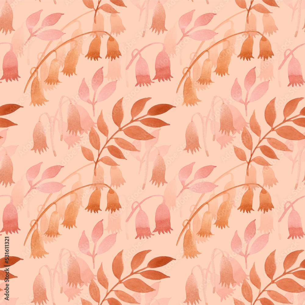 seamless-pattern-of-leaves-and-flowers-painted-with-watercolors-on-a
