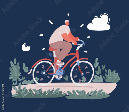 Cartoon vector illustration of man ride a bicycle