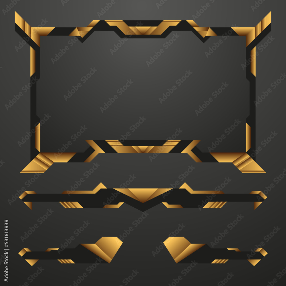 Gold and black fantasy game interface video streaming overlay border