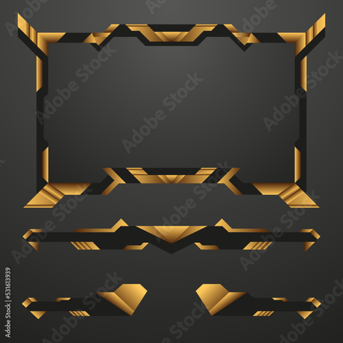 Gold and black fantasy game interface video streaming overlay border frame template