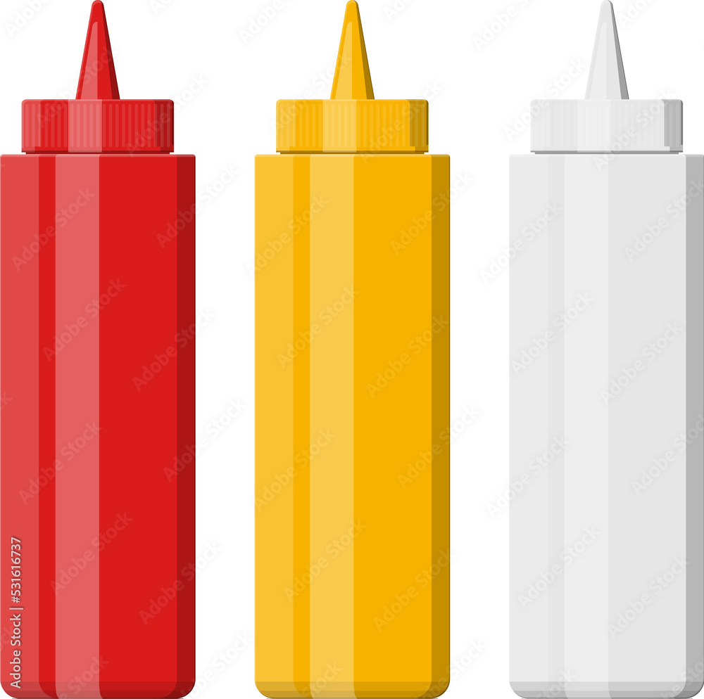Set of blank plastic bottles for fast food Set of blank plastic bottles for fast food