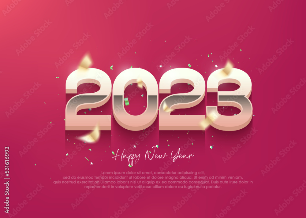 3d happy new year 2023, modern poster banner greeting.