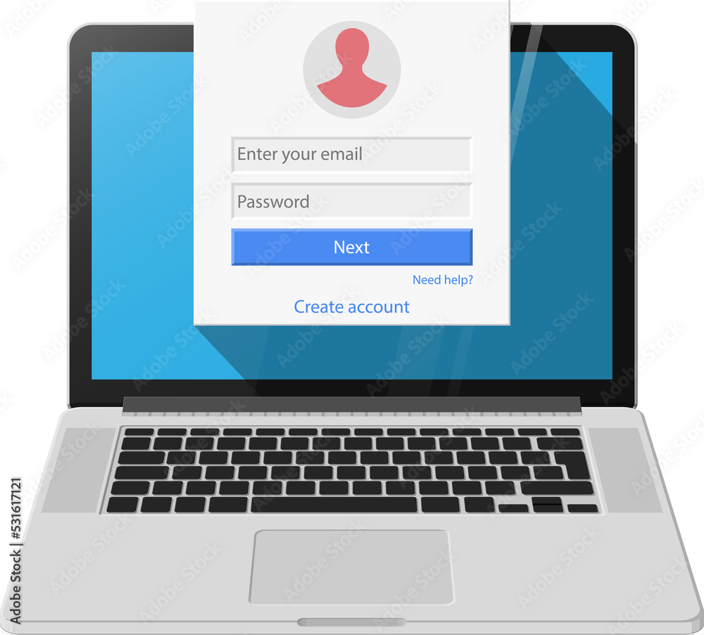 Member login form on laptop screen Member login form on laptop screen