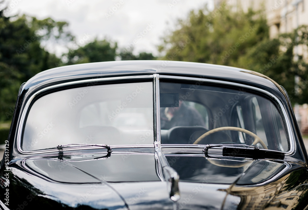 windshield of a retro car.