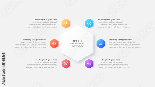 Six 6 Steps Options Business Infographic Modern Design Template 