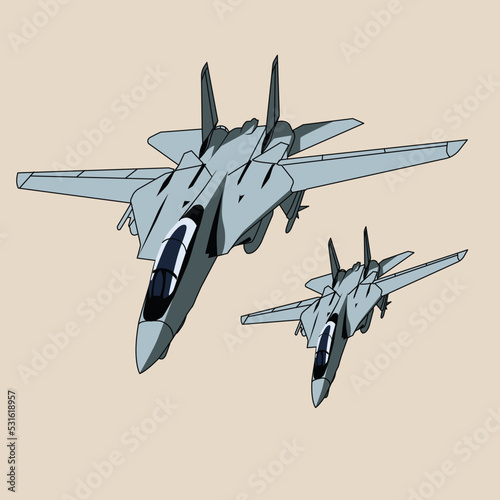 Obraz na plátně two f14 tomcat jet fighter flying formation vector design