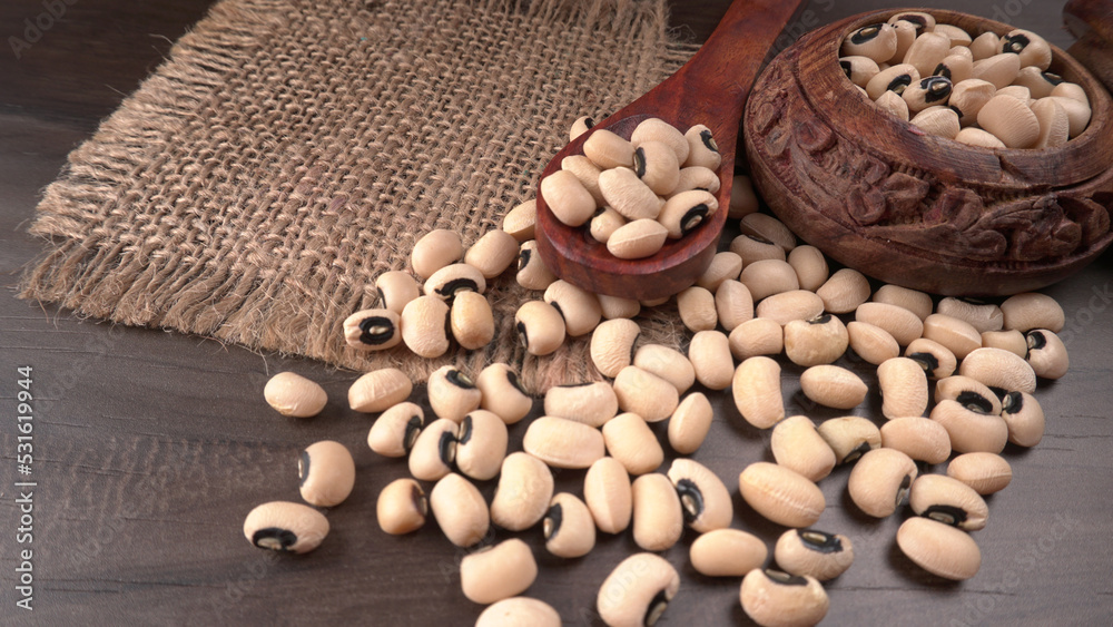 Uncooked black eyed peas. Health food concept. Uncooked black eyed peas. Health food concept.