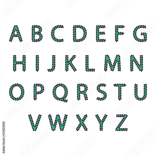 Cute dark green and textured with dots alphabet set for your announcement text.