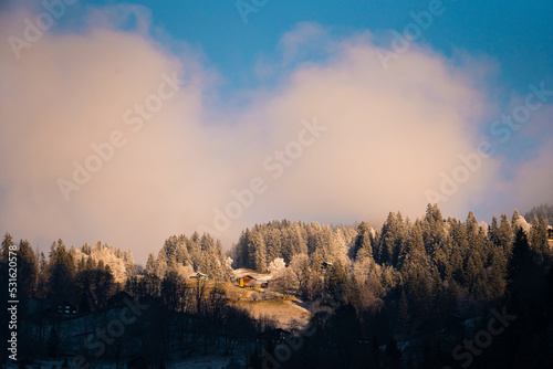 Beautiful mountains and nature in Lauterbrunnen   villages   town and valleys of Alps during autumn  winter   Lauterbrunnen   Switzerland   December 3   2019