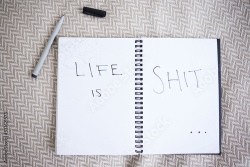 Canvas Print Suicide, depression and a note with handwriting from suicidal thoughts