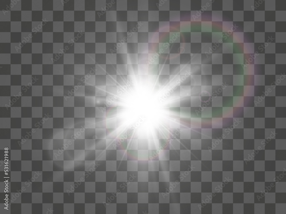 	
Bright beautiful star.Vector illustration of a light effect on a transparent background.	