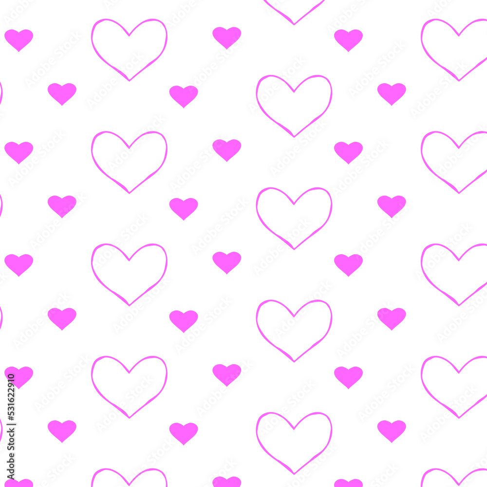 Seamless pattern of hearts on a white background. Vector illustration
