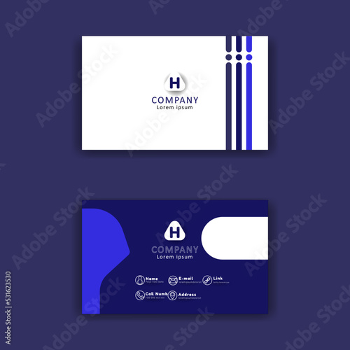 Minimalis trendy business card,identity card set  with blue and with color,elegant,modern,luxury design.