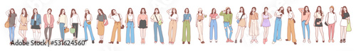 Fashion concept. Young woman dressed in fashion. Hand drawn style vector illustrations.