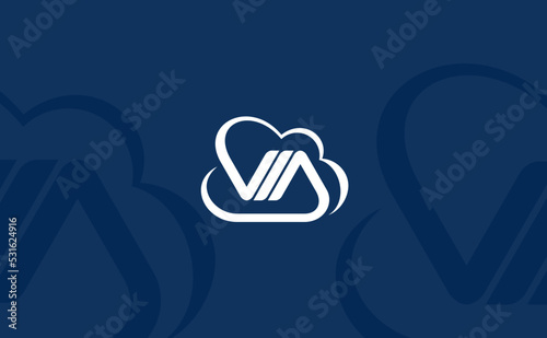 VIA logo initial with cloud illustration. Abstract monogram stylish vector illustration for creative company or corporate identity