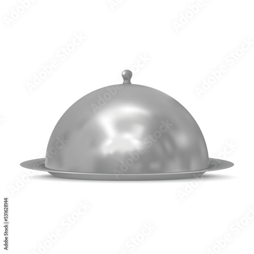 3d realistic restaurant cloche with tray