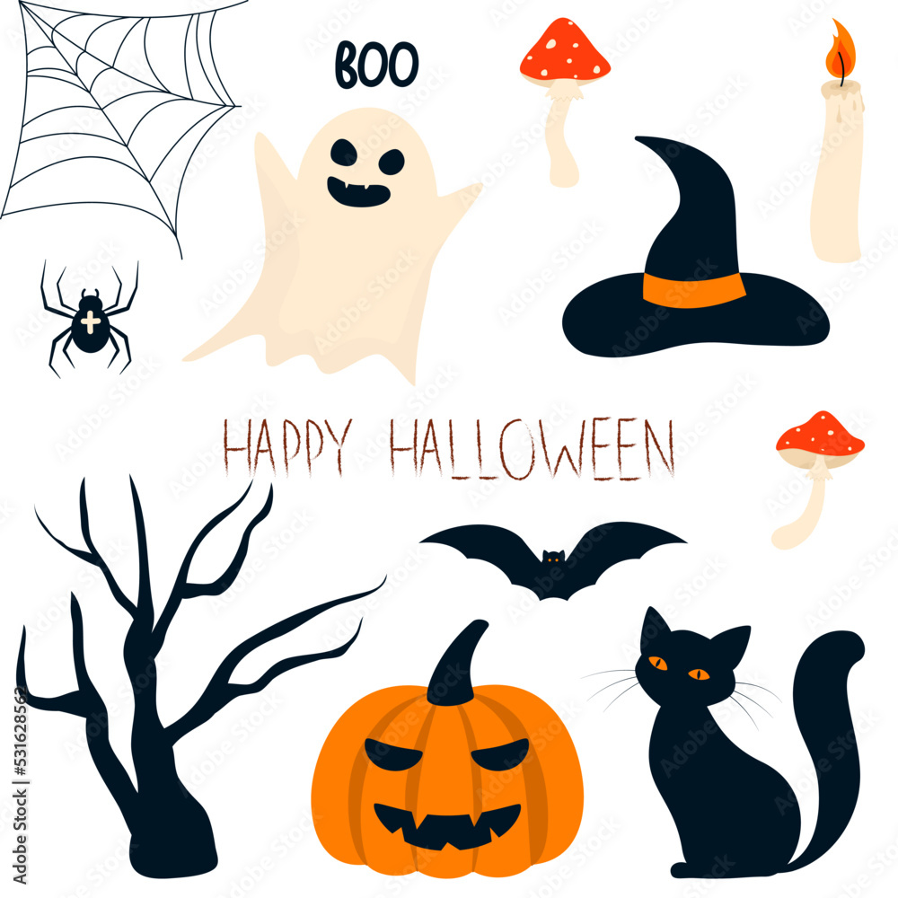 set of halloween elements set of halloween elements