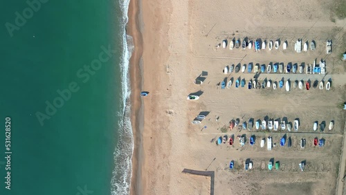 Genital images of a square with fishermen's boats aerial shot static image photo