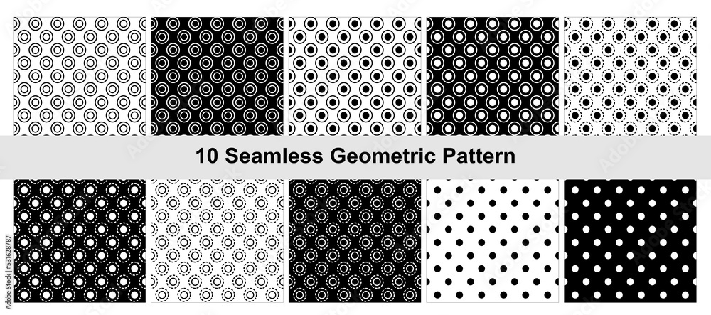 10 Geometric pattern in black white. 10 Geometric pattern in black white.