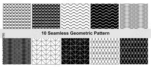 10 Geometric pattern in black white.
