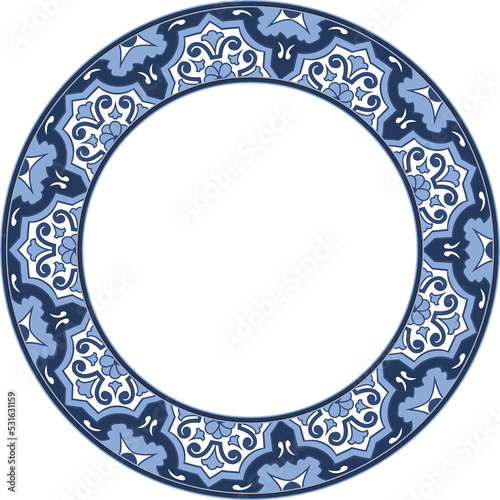 Vintage botanic garden retro pattern stylish round frame