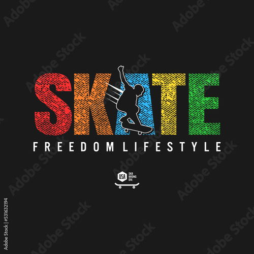 Vector illustration on the theme of skateboard and skateboarding in Brooklyn. Sport typography, t-shirt graphics, print, poster, banner, flyer, postcard,etc
