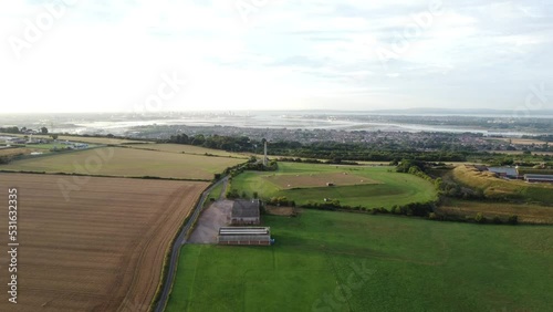 Drone shot of Portsmouth seen from Portsdown Hill, UK photo