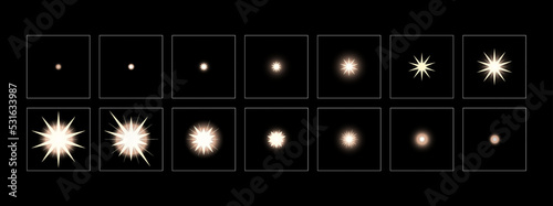 Colorful shine light FX. Shine effect sprite sheet for animation and motion design.