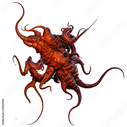 Billede på lærred Abstract Organic Alien Tentacle Tendril | Transparent Background PNG