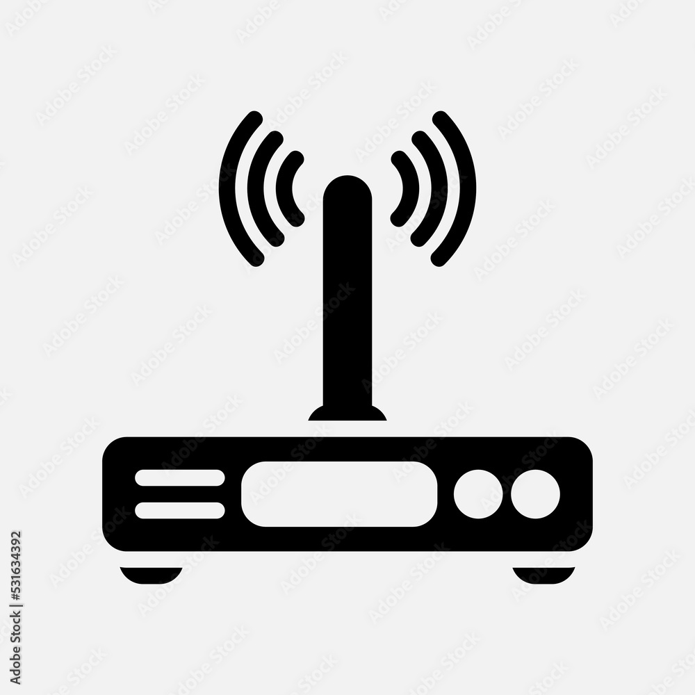 Router icon in solid style about communication, use for website mobile app presentation Router icon in solid style about communication, use for website mobile app presentation