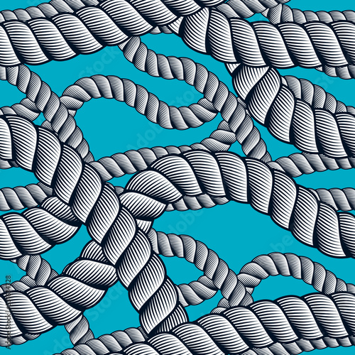 Seamless pattern rope woven vector, abstract illustrative background. Navy tangled marine ropes endless design. Usable for fabric, wallpaper, wrapping, web and print.