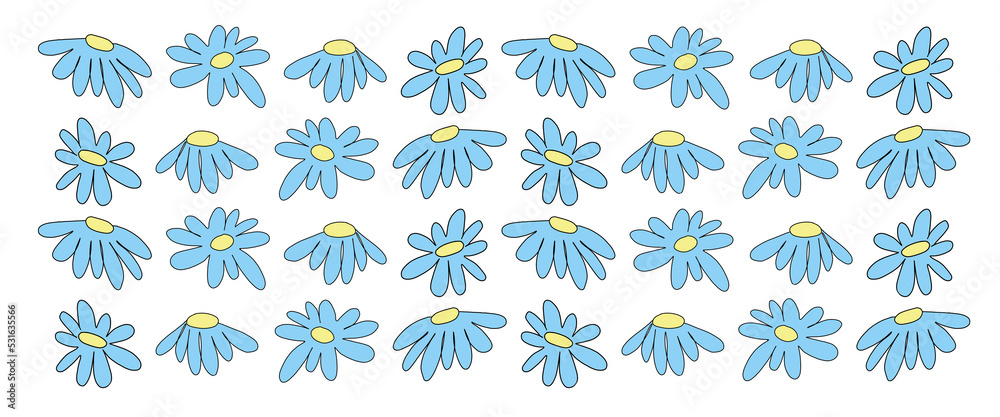 wzór z niebieskimi polnymi kwiatami - obrazy, fototapety, plakaty 