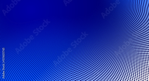 Dark blue dots in 3D perspective vector abstract background  multimedia internet information theme  wave stream of science technology or business blank template for ads.