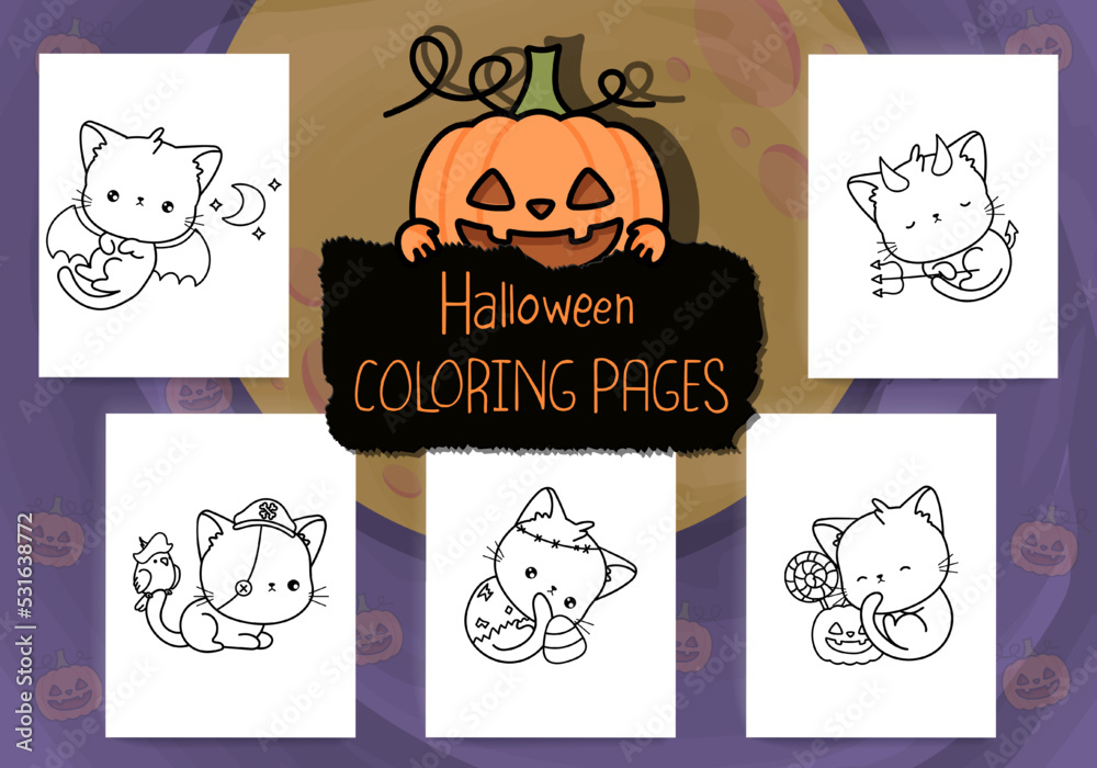 halloween kitten coloring pages