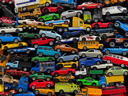 Fotografía Traffic jam scene made with little toy cars