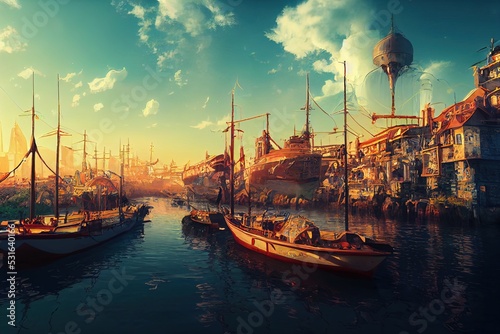 Foto massive_scale_fantasy_Steampunk_sea_city_220918_02
